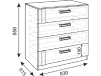 Комод Волкер М06 ШхВхГ 830х856х515 мм